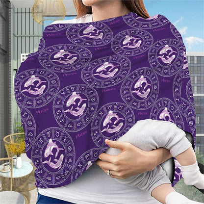 Purple Pisces Zodiac Pattern Print Baby Seat Cover