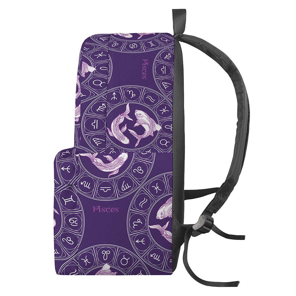 Purple Pisces Zodiac Pattern Print Backpack