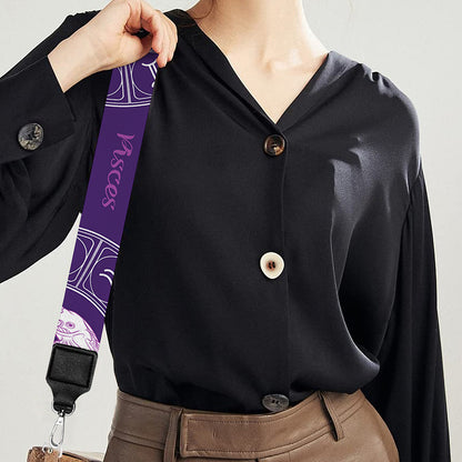 Purple Pisces Zodiac Pattern Print Bag Strap