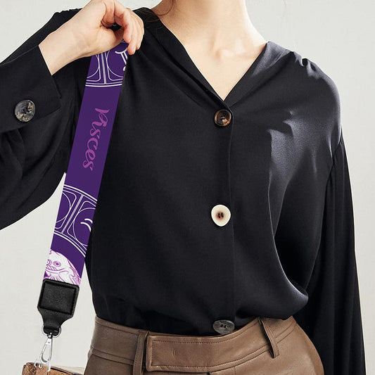 Purple Pisces Zodiac Pattern Print Bag Strap