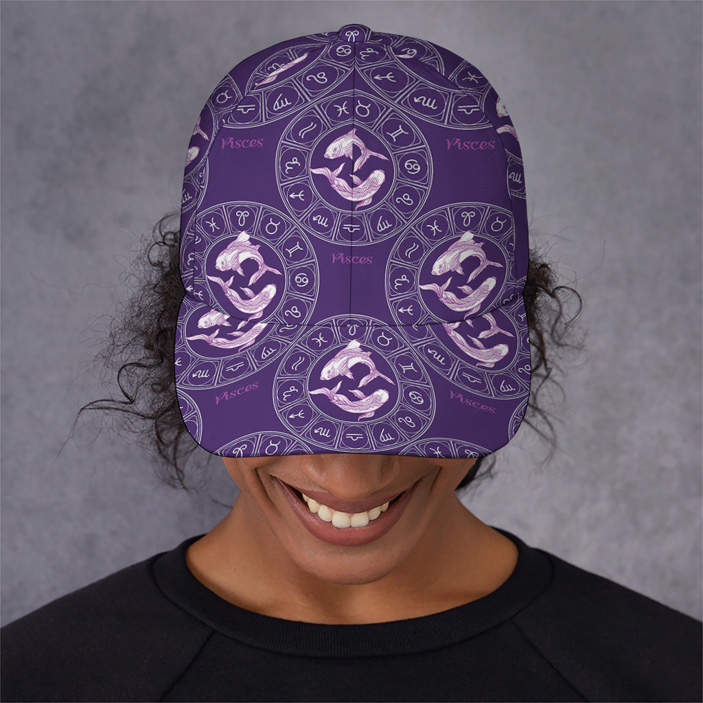 Purple Pisces Zodiac Pattern Print Baseball Cap