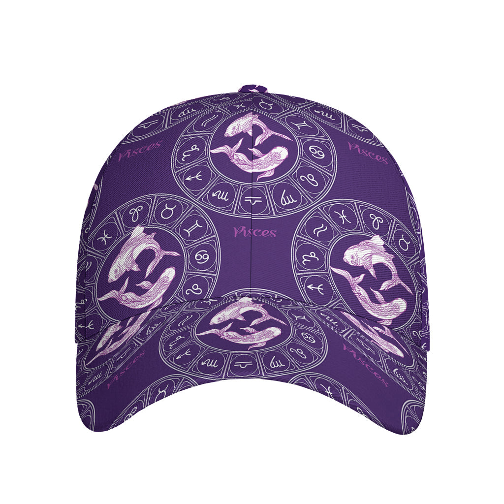 Purple Pisces Zodiac Pattern Print Baseball Cap