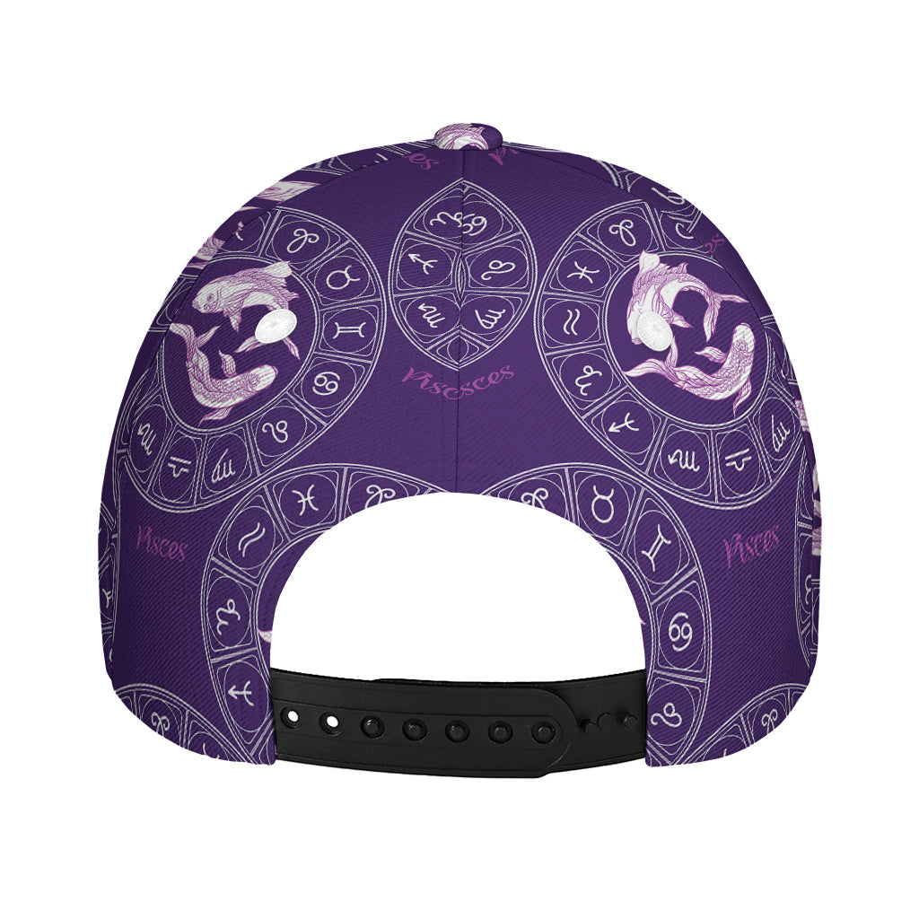 Purple Pisces Zodiac Pattern Print Baseball Cap