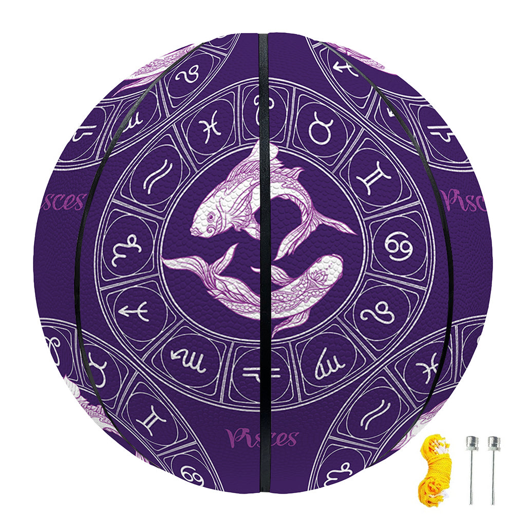 Purple Pisces Zodiac Pattern Print Basketball
