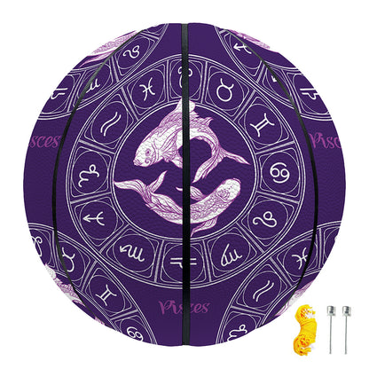 Purple Pisces Zodiac Pattern Print Basketball