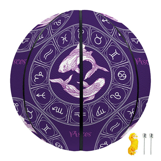 Purple Pisces Zodiac Pattern Print Basketball