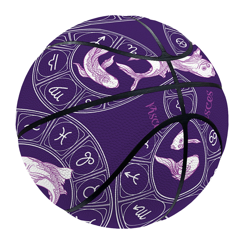 Purple Pisces Zodiac Pattern Print Basketball