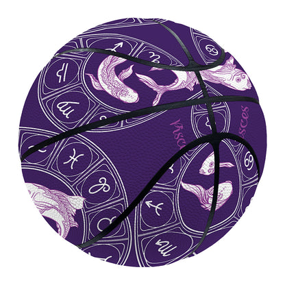 Purple Pisces Zodiac Pattern Print Basketball