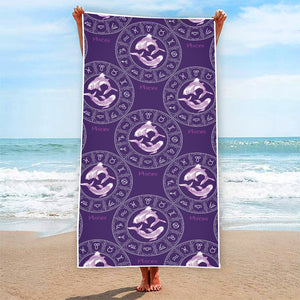 Purple Pisces Zodiac Pattern Print Beach Towel