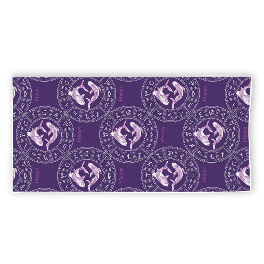 Purple Pisces Zodiac Pattern Print Beach Towel