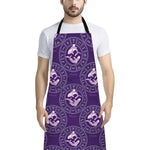 Purple Pisces Zodiac Pattern Print Bib Apron With Pocket