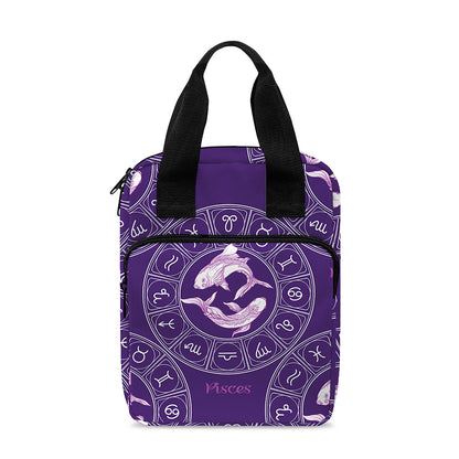 Purple Pisces Zodiac Pattern Print Bible Tote Bag
