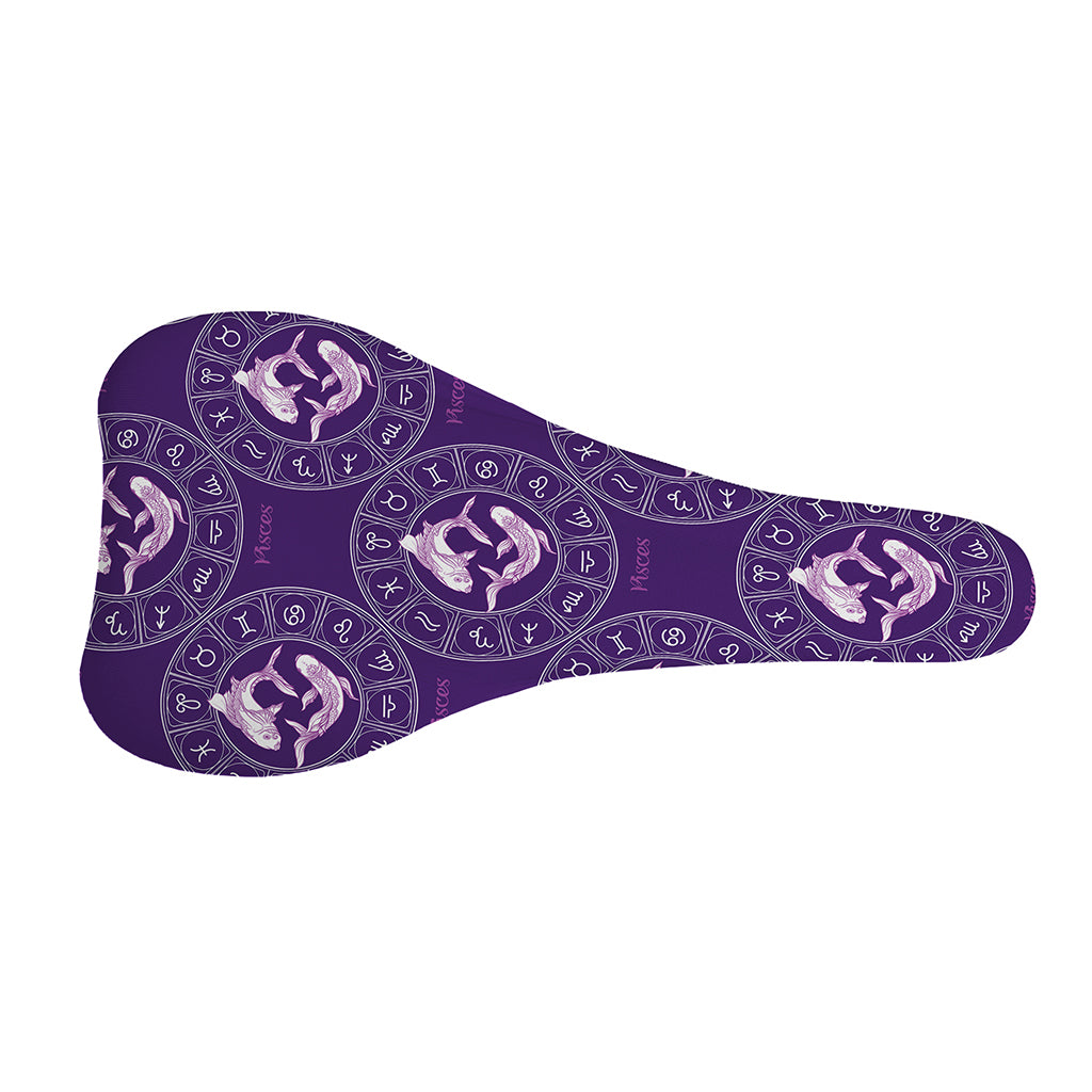 Purple Pisces Zodiac Pattern Print Bicycle Seat Cover