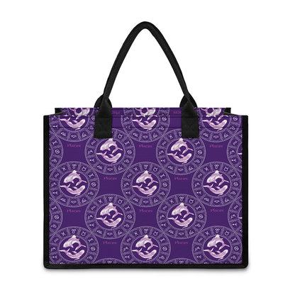 Purple Pisces Zodiac Pattern Print Canvas Tote Bag