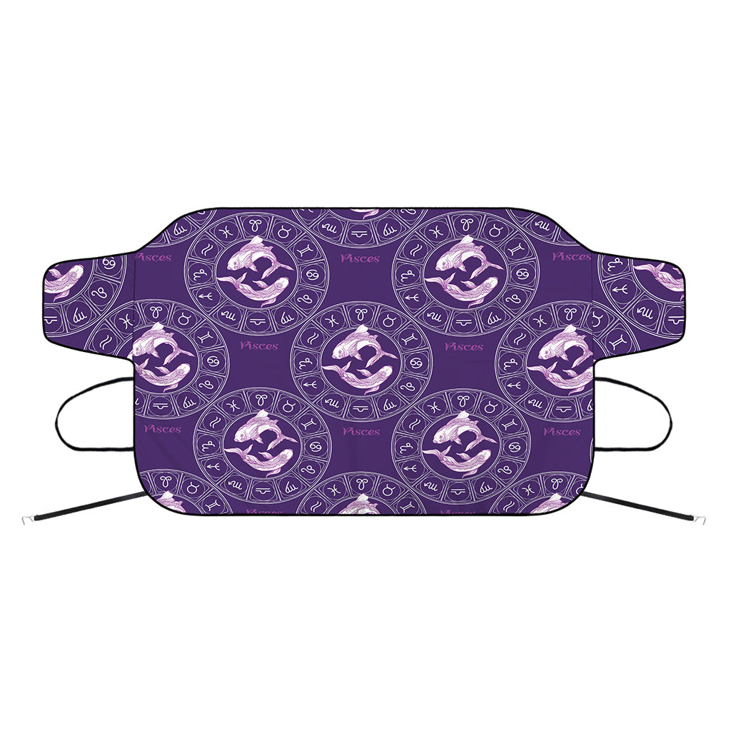 Purple Pisces Zodiac Pattern Print Car Windshield Snow Cover