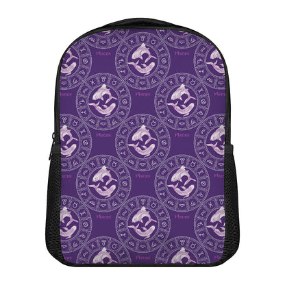 Purple Pisces Zodiac Pattern Print Casual Backpack