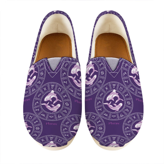 Purple Pisces Zodiac Pattern Print Casual Shoes