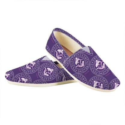 Purple Pisces Zodiac Pattern Print Casual Shoes
