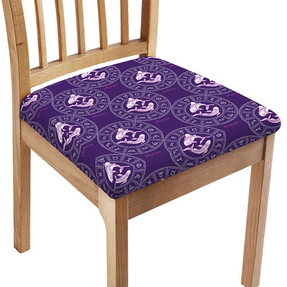 Purple Pisces Zodiac Pattern Print Chair Cushion Cover