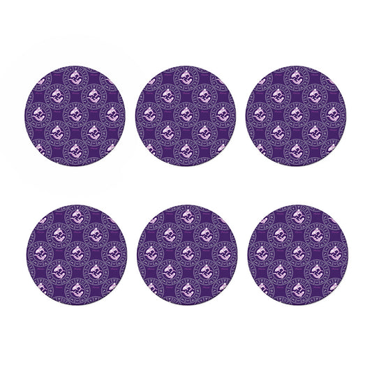 Purple Pisces Zodiac Pattern Print Coaster Set