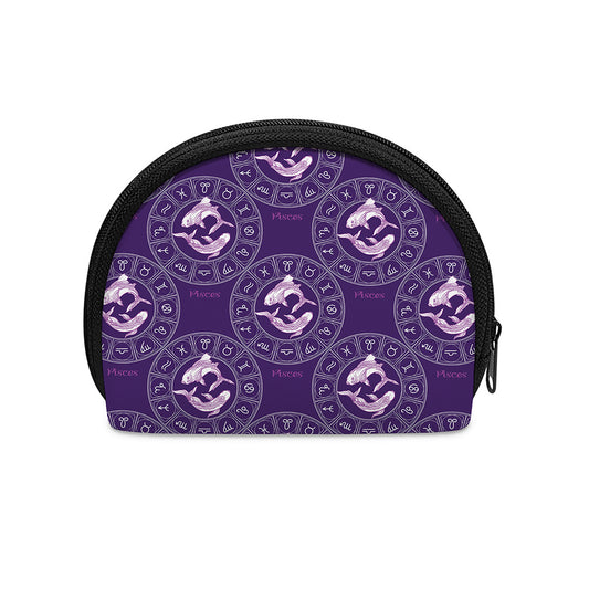 Purple Pisces Zodiac Pattern Print Coin Purse