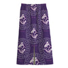 Purple Pisces Zodiac Pattern Print Cotton Front Slit Maxi Skirt