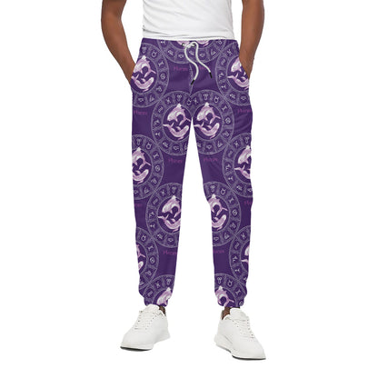 Purple Pisces Zodiac Pattern Print Cotton Pants