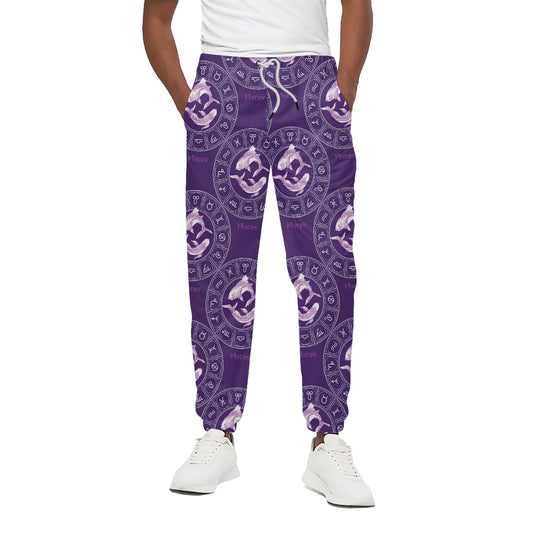 Purple Pisces Zodiac Pattern Print Cotton Pants