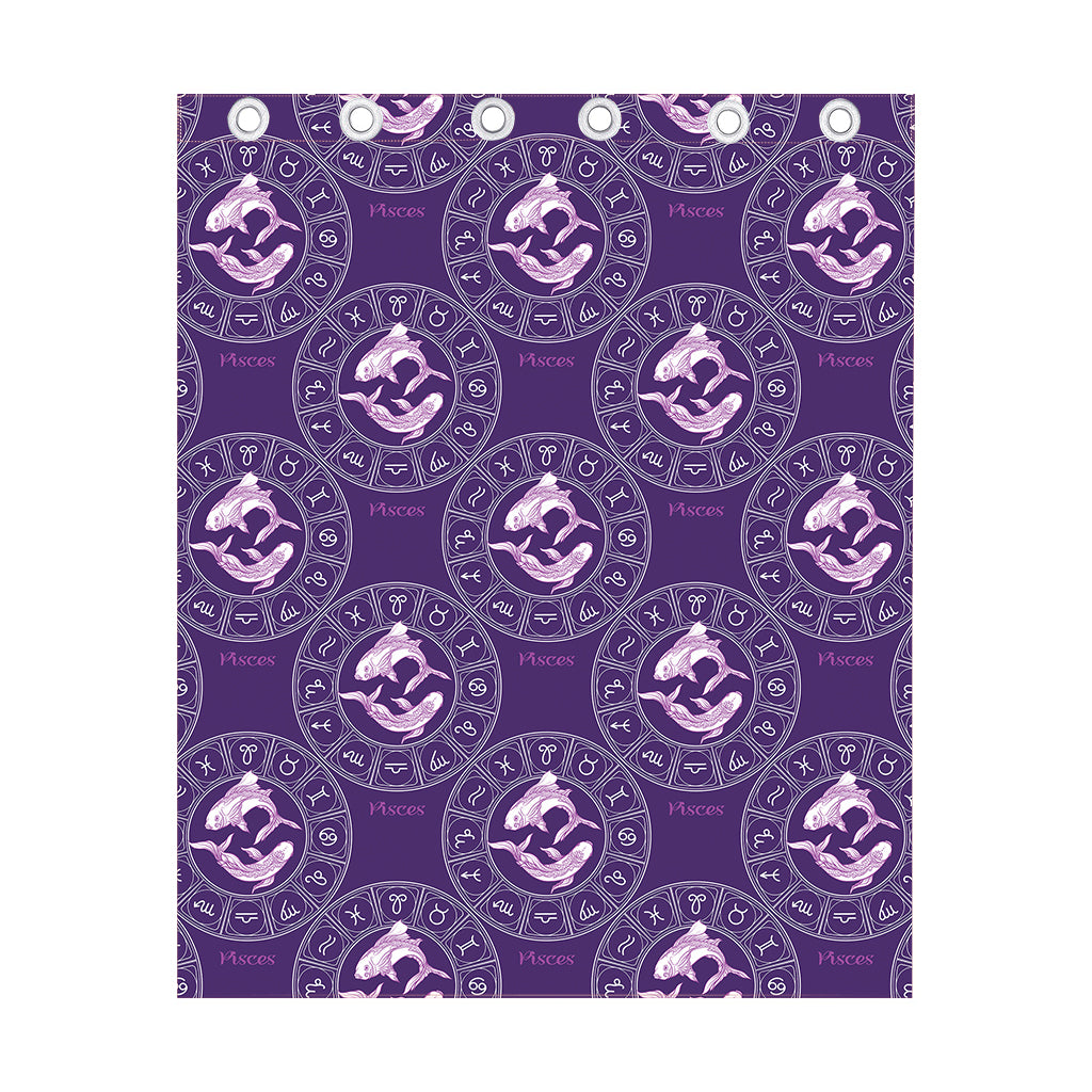 Purple Pisces Zodiac Pattern Print Curtain