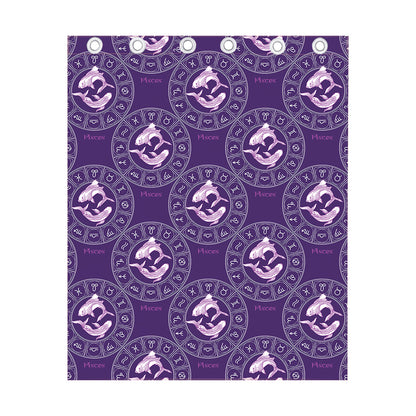 Purple Pisces Zodiac Pattern Print Curtain