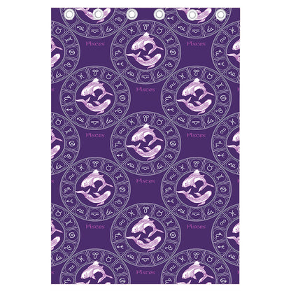 Purple Pisces Zodiac Pattern Print Curtain