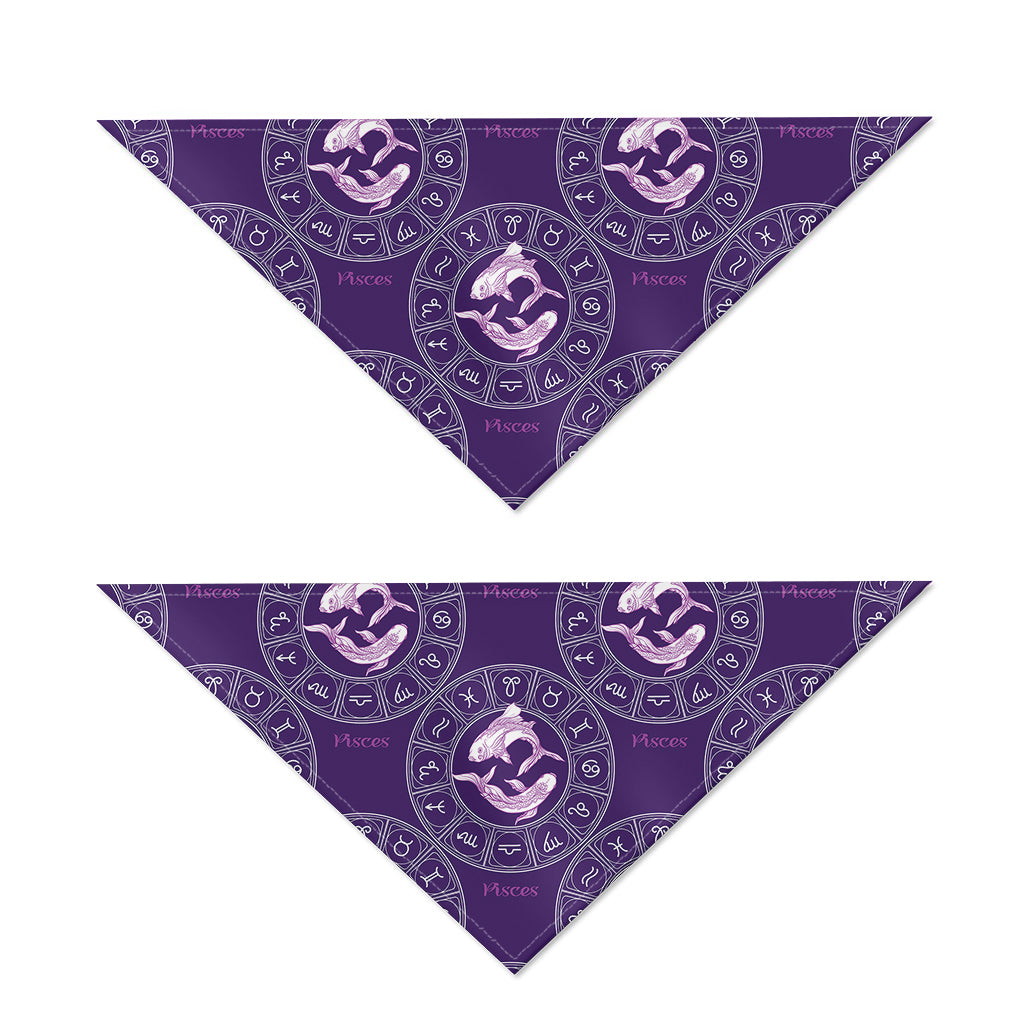 Purple Pisces Zodiac Pattern Print Dog Bandana