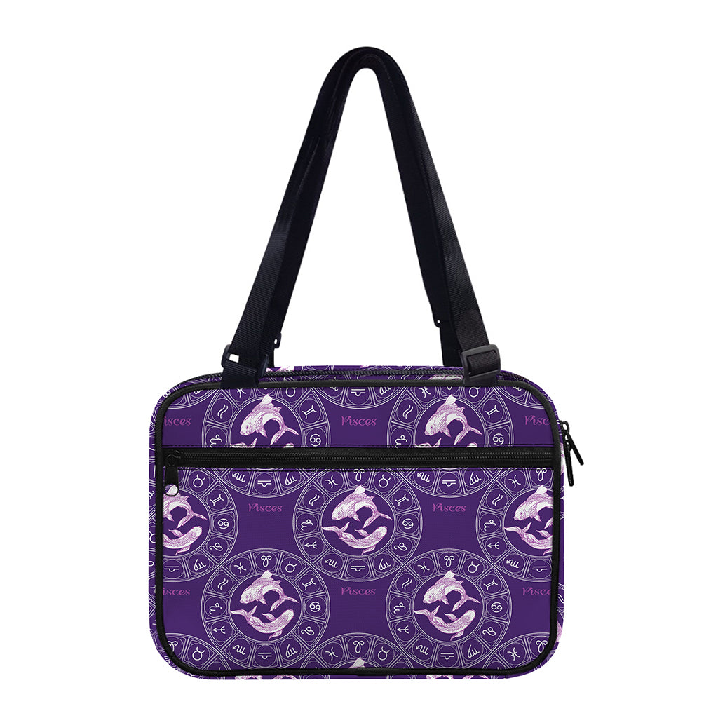 Purple Pisces Zodiac Pattern Print Double Strap Bible Bag