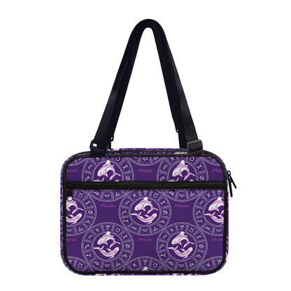 Purple Pisces Zodiac Pattern Print Double Strap Bible Bag