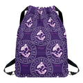 Purple Pisces Zodiac Pattern Print Drawstring Backpack