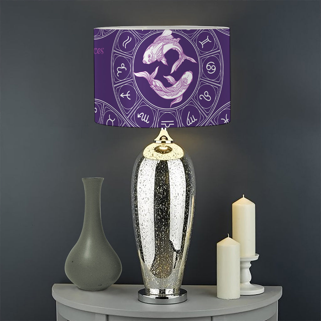 Purple Pisces Zodiac Pattern Print Drum Lamp Shade