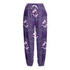 Purple Pisces Zodiac Pattern Print Fleece Lined Knit Pants