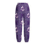 Purple Pisces Zodiac Pattern Print Fleece Lined Knit Pants