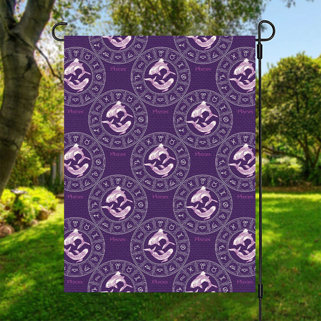 Purple Pisces Zodiac Pattern Print Garden Flag