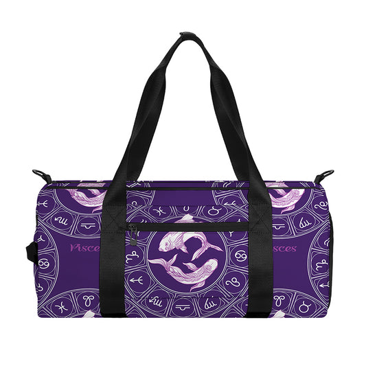 Purple Pisces Zodiac Pattern Print Gym Bag