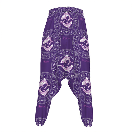 Purple Pisces Zodiac Pattern Print Hammer Pants