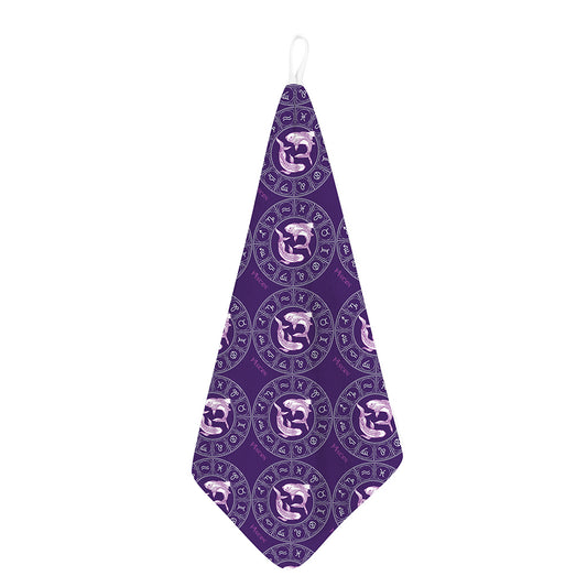 Purple Pisces Zodiac Pattern Print Hand Towel