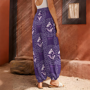 Purple Pisces Zodiac Pattern Print Harem Pants