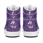 Purple Pisces Zodiac Pattern Print High Top Leather Sneakers