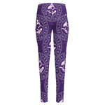 Purple Pisces Zodiac Pattern Print High-Waisted Pocket Leggings