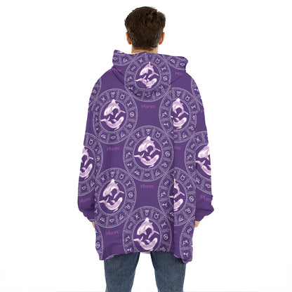 Purple Pisces Zodiac Pattern Print Hoodie Blanket