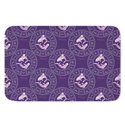 Purple Pisces Zodiac Pattern Print Indoor Door Mat