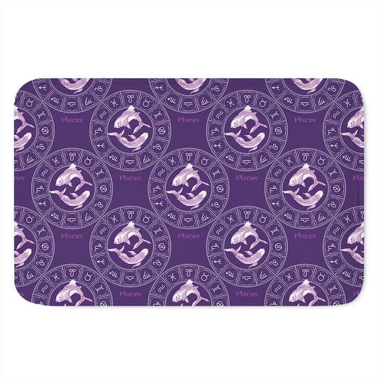 Purple Pisces Zodiac Pattern Print Indoor Door Mat