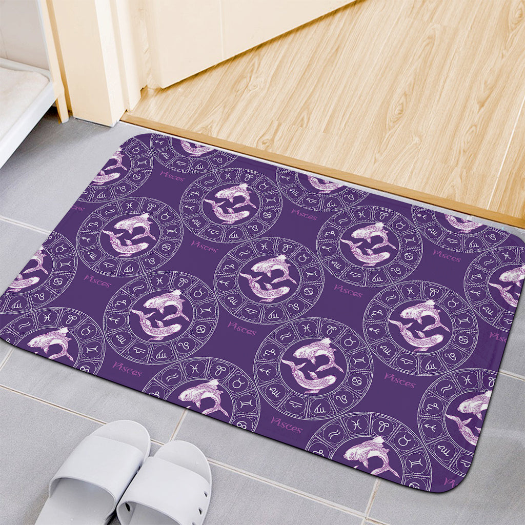 Purple Pisces Zodiac Pattern Print Indoor Door Mat