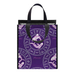 Purple Pisces Zodiac Pattern Print Insulated Lunch Tote
